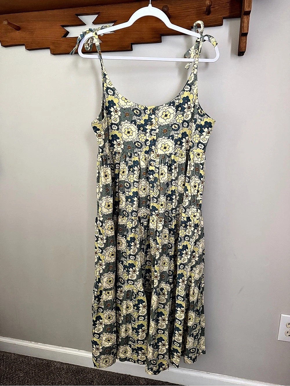 Kate Quinn Floral Dress in Blue & Cream Size XL Like New